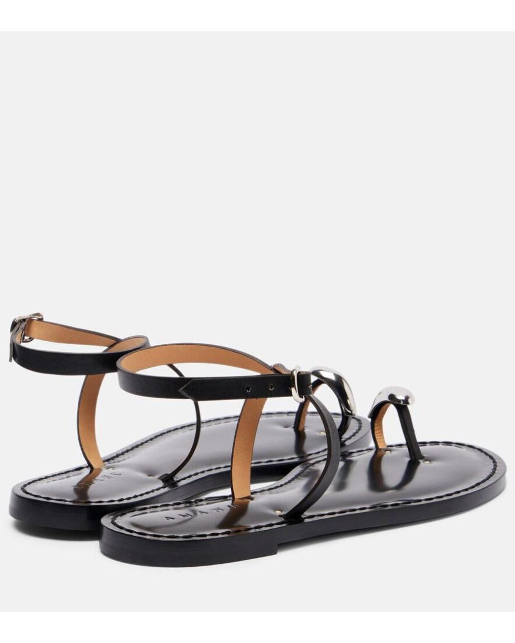 Amanu Black Kigali Embellished Leather Sandals