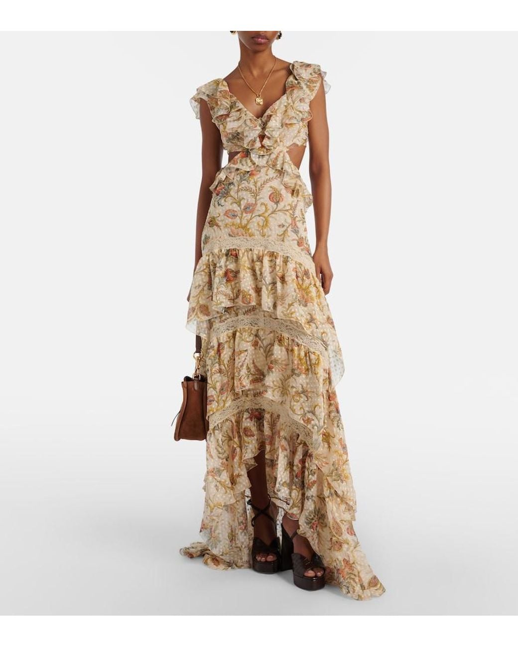 Etro Natural Printed Silk-Blend Maxi Dress