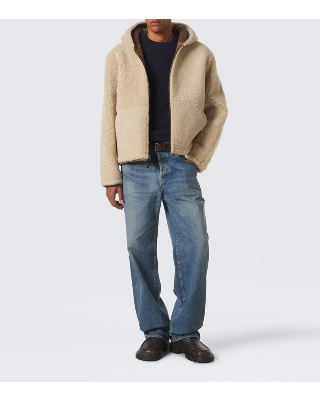 Yves Salomon Natural Reversible Shearling And Leather Jacket for men