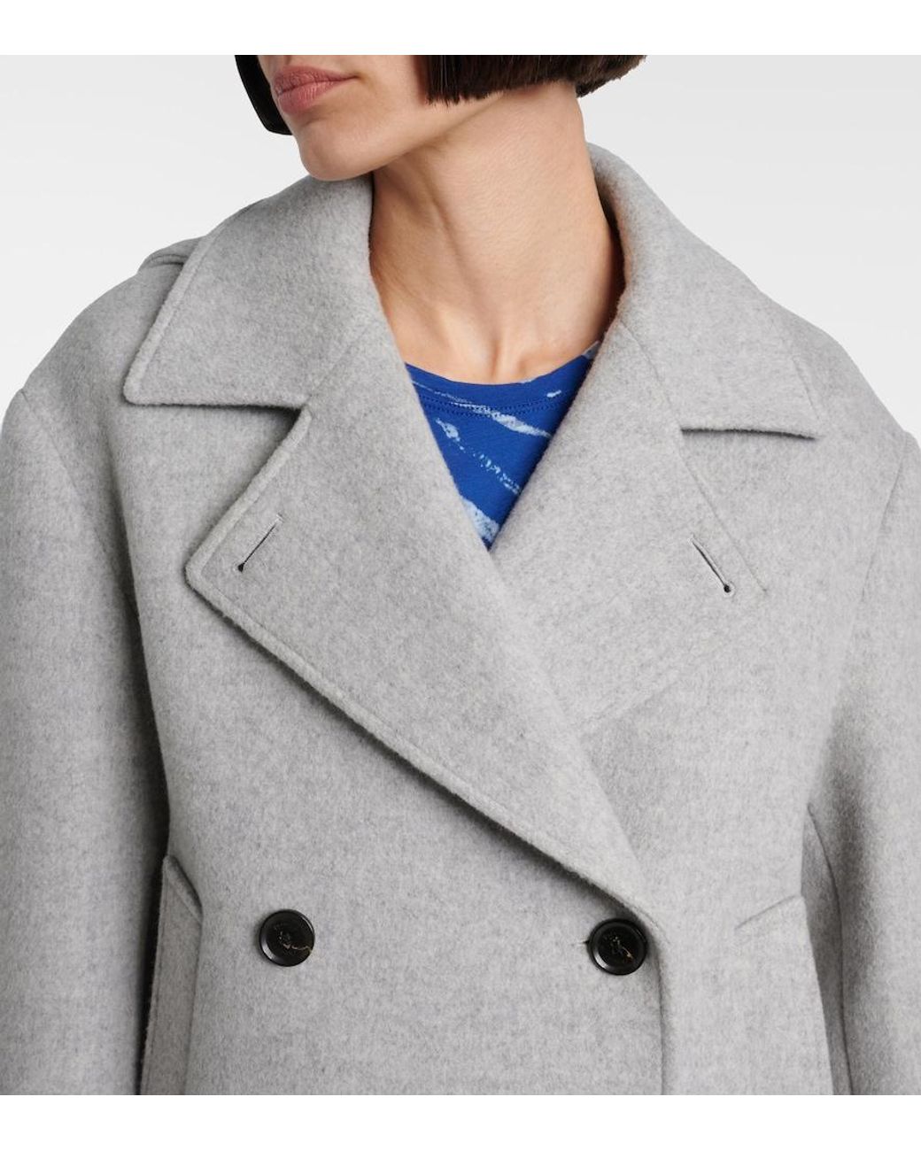 Proenza Schouler Gray Double-Breasted Wool Coat