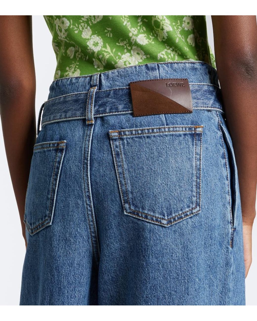 Jeans Anchos Drapeados Loewe de color Blue