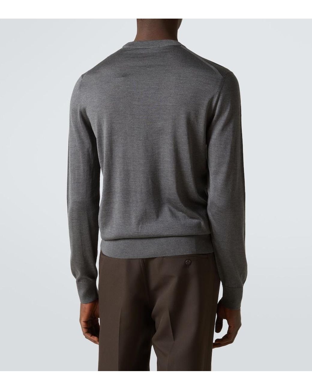 Dolce & Gabbana Gray Logo Silk Sweater for men