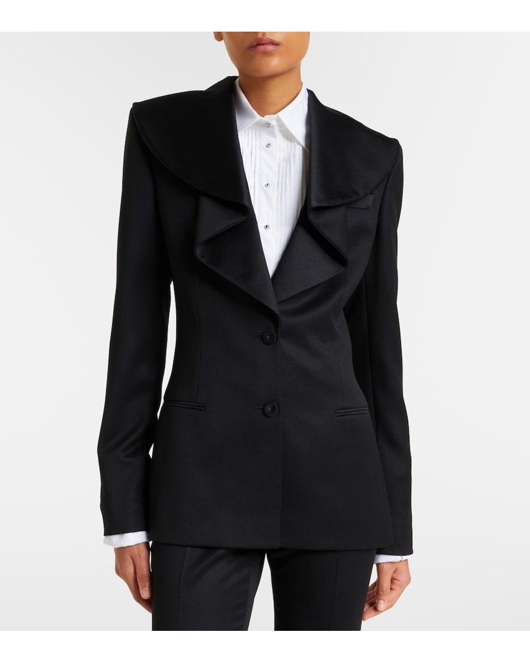 McQueen Black Satin-Trimmed Wool Barathea Blazer