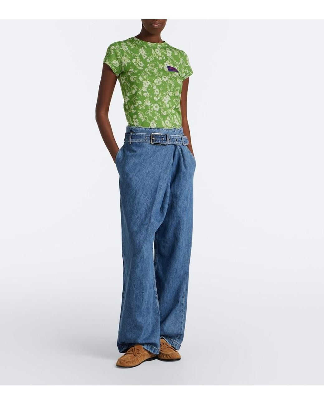 Jeans Anchos Drapeados Loewe de color Blue