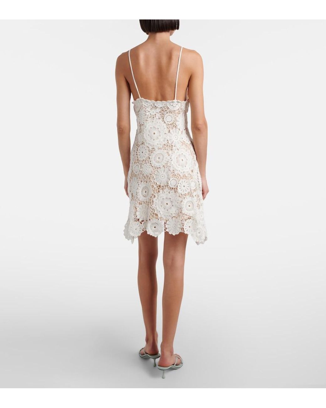 Self-Portrait White Crochet Minidress