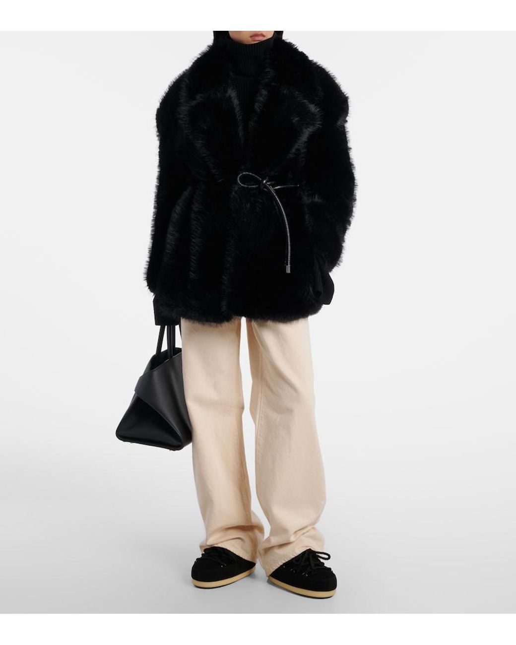 Moon Boot Black Evx Shearling-Trimmed Suede Mules