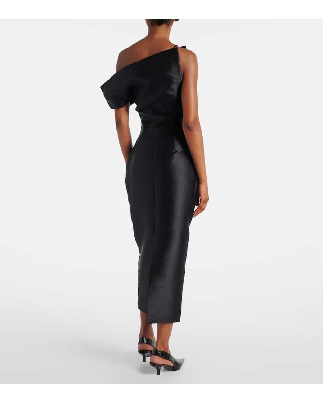 Solace London Black Ellison One-Shoulder Cocktail Dress