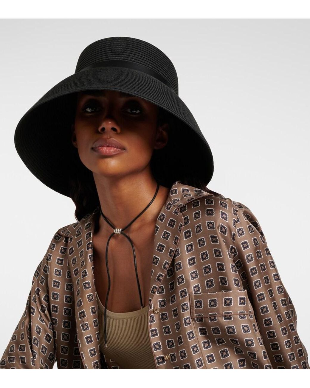 Max Mara Woven Bucket Hat in Black | Lyst