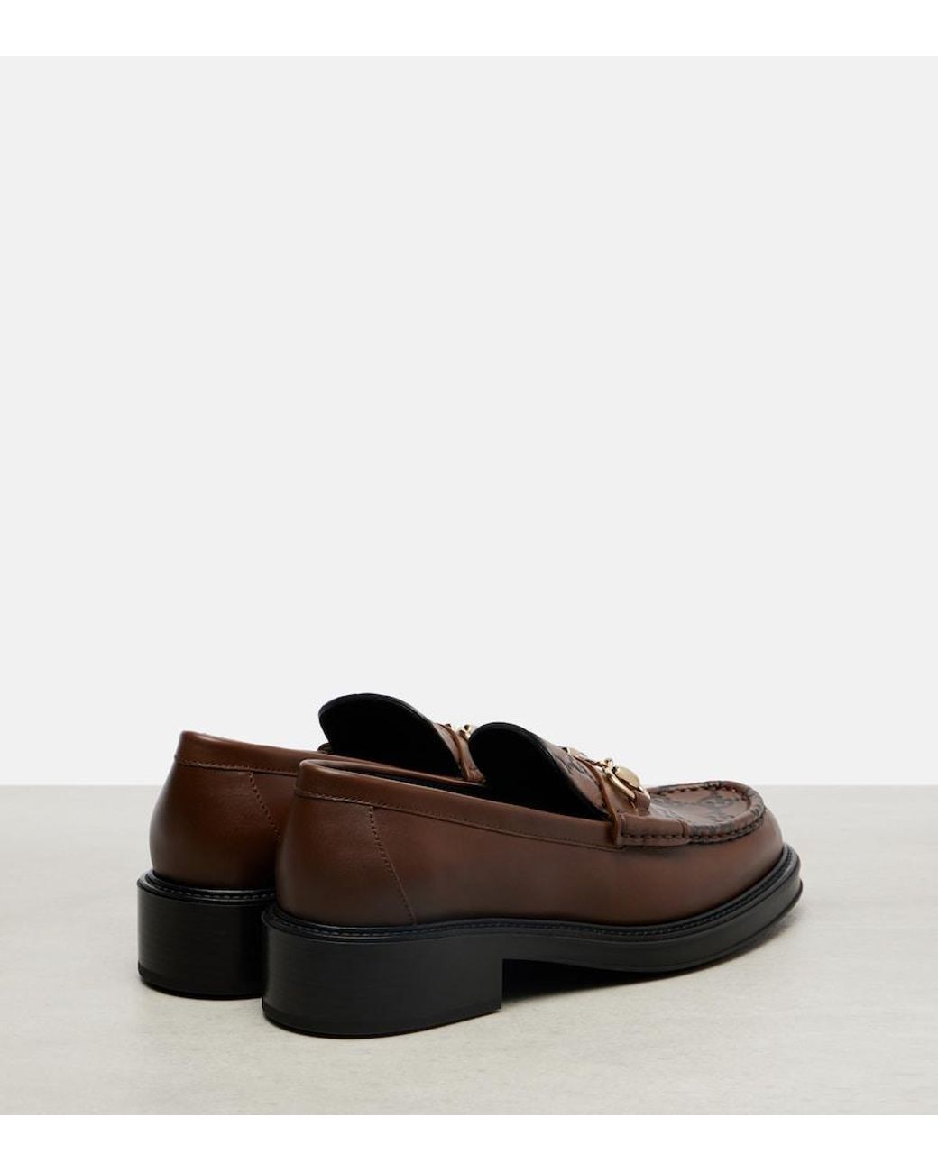 Gucci Brown Horsebit Gg Leather Loafers