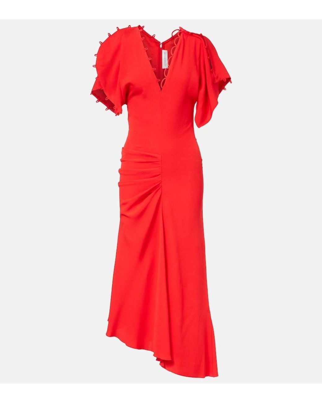 Victoria Beckham Red Asymmetric Draped Maxi Dress