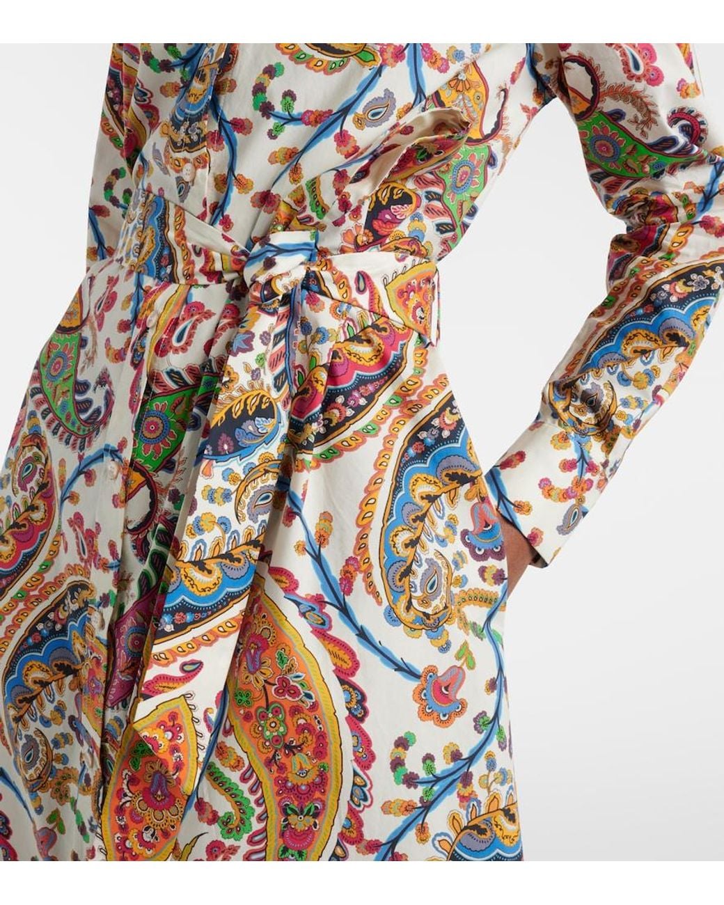 Etro Multicolor Paisley Cotton Wrap Dress
