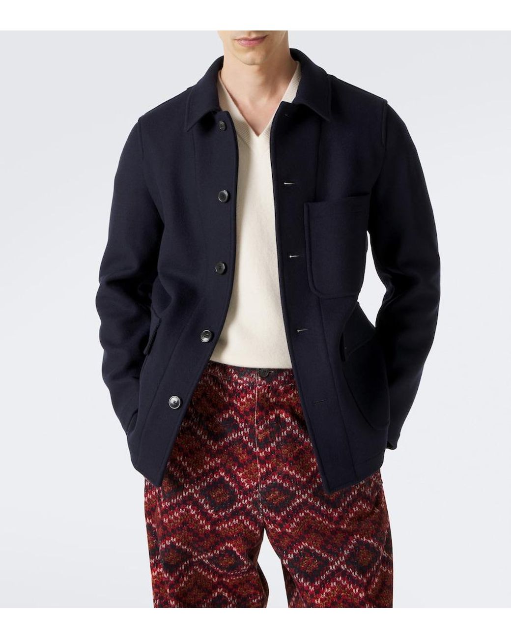 Dries Van Noten Blue Wool-Blend Jacket for men