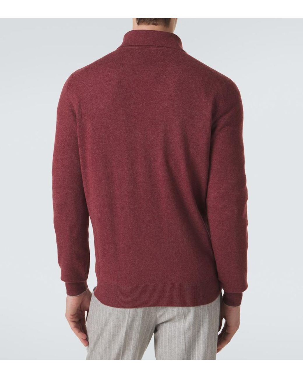 Brunello Cucinelli Red Cashmere Polo Sweater for men
