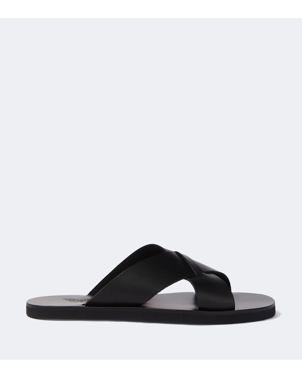 Ancient Greek Sandals Black Bios Leather Sandals for men
