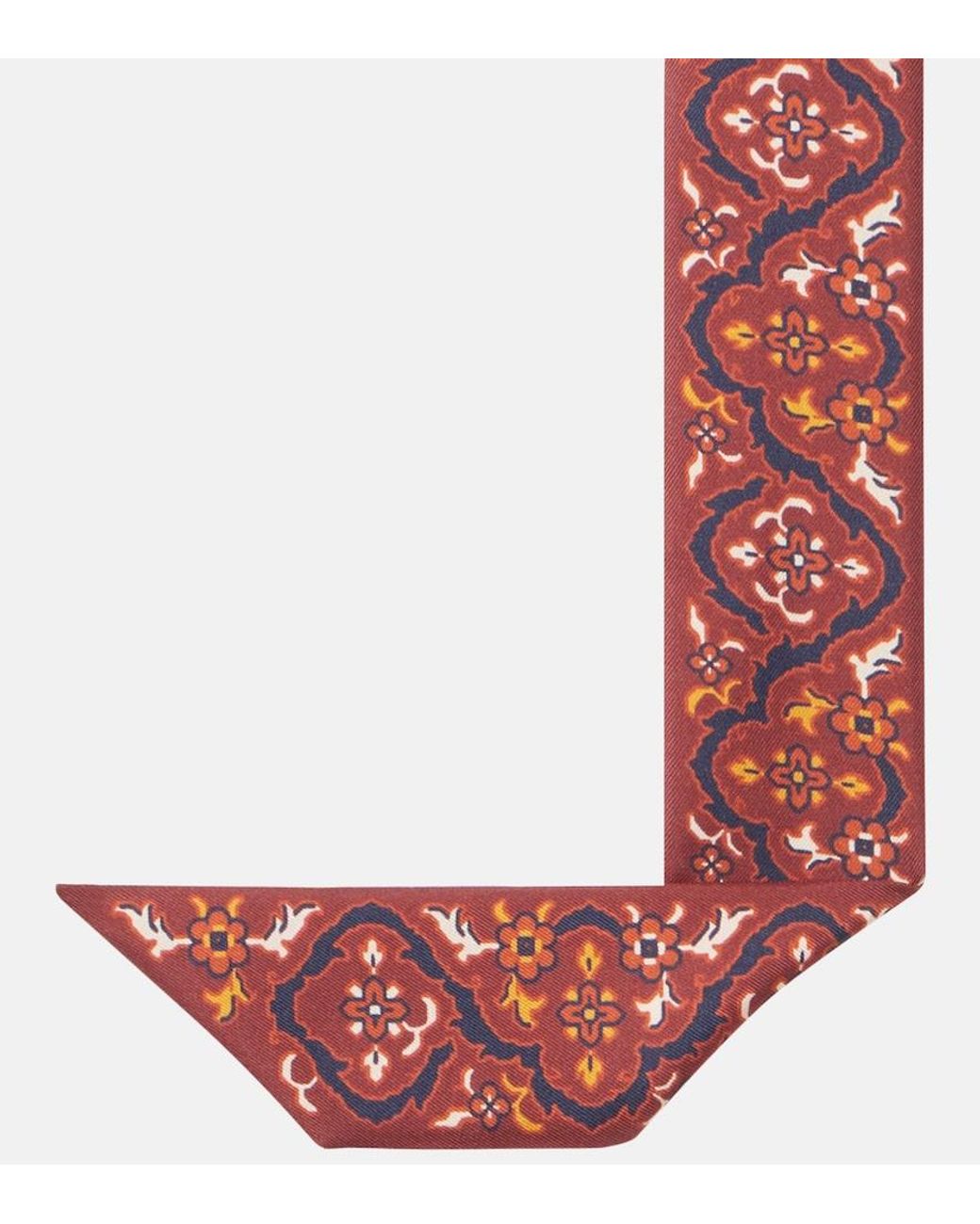 Loro Piana Red Printed Silk Scarf