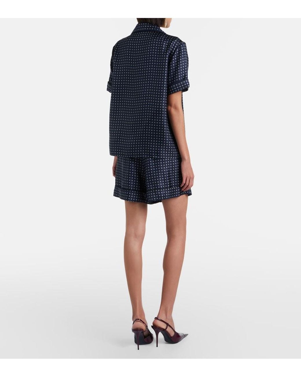 Saint Laurent Black Printed Silk Shorts