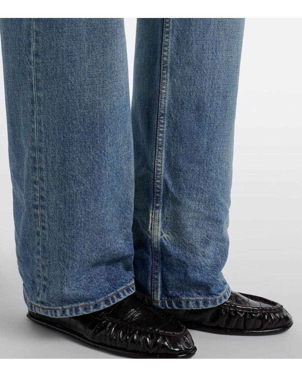 Saint Laurent Blue V-Waist Wide-Leg Jeans