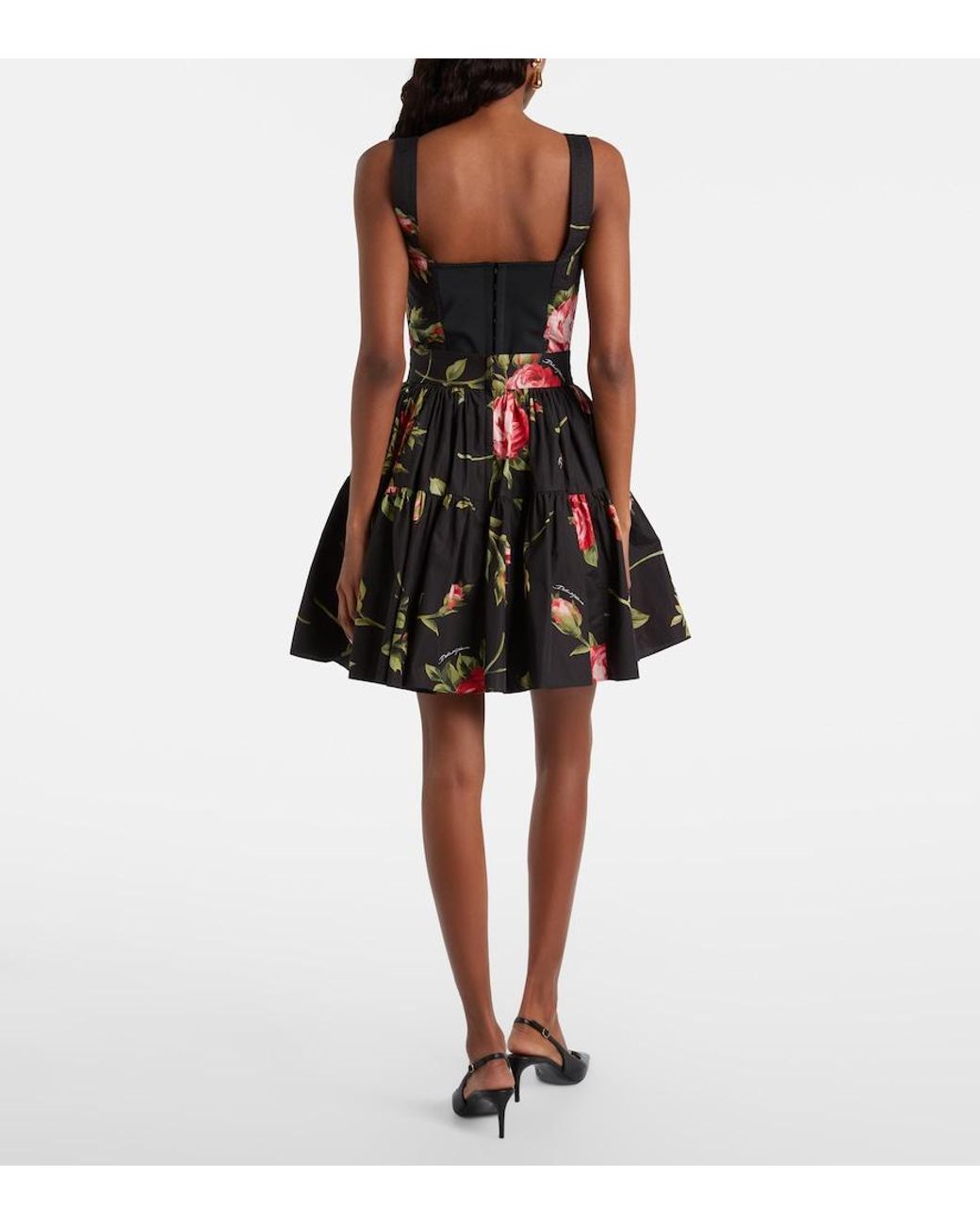 Dolce & Gabbana Red Floral Cotton Miniskirt