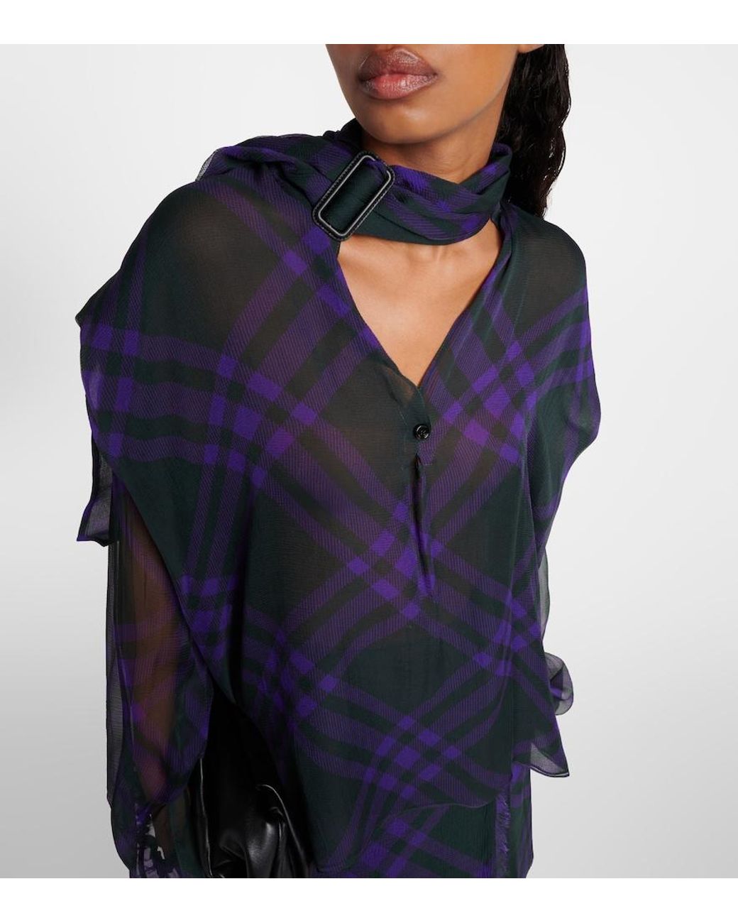 Burberry Blue Check Silk Shirt