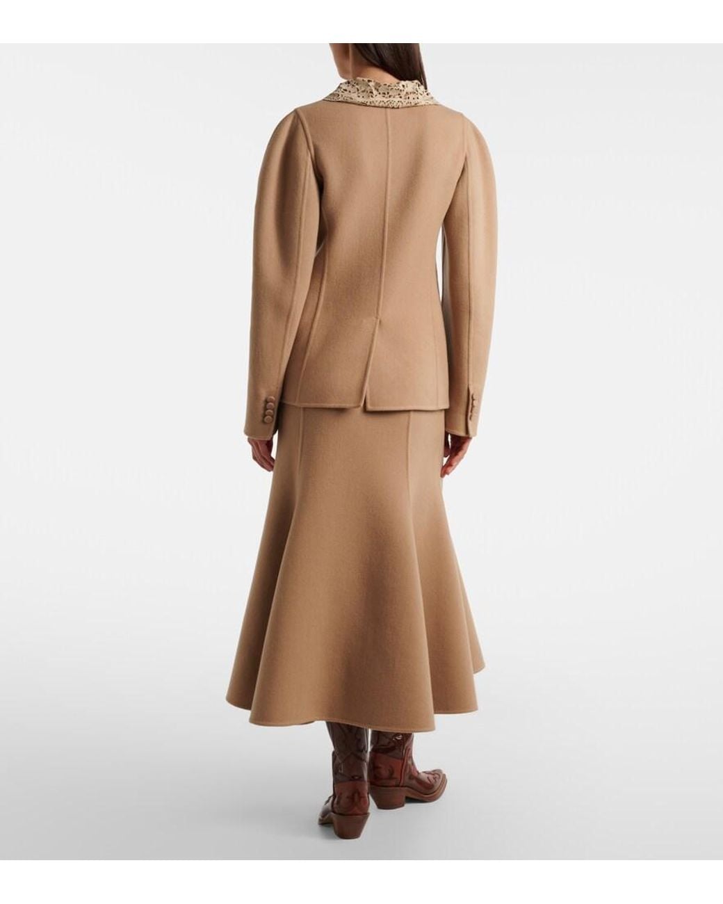 Gabriela Hearst Brown Patterson Cashmere Midi Skirt