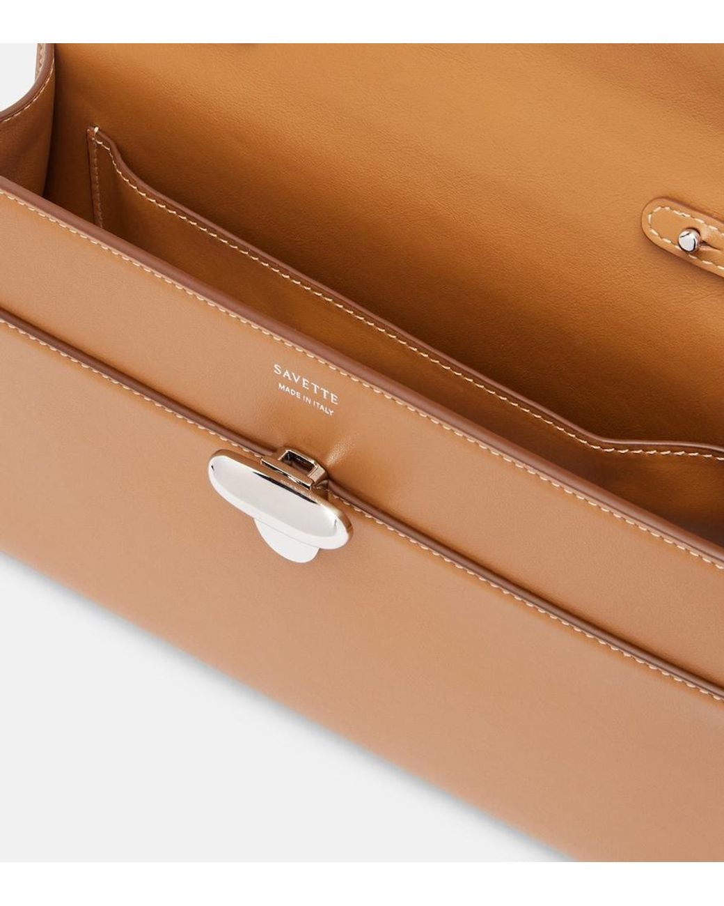 SAVETTE Brown Symmetry Leather Shoulder Bag