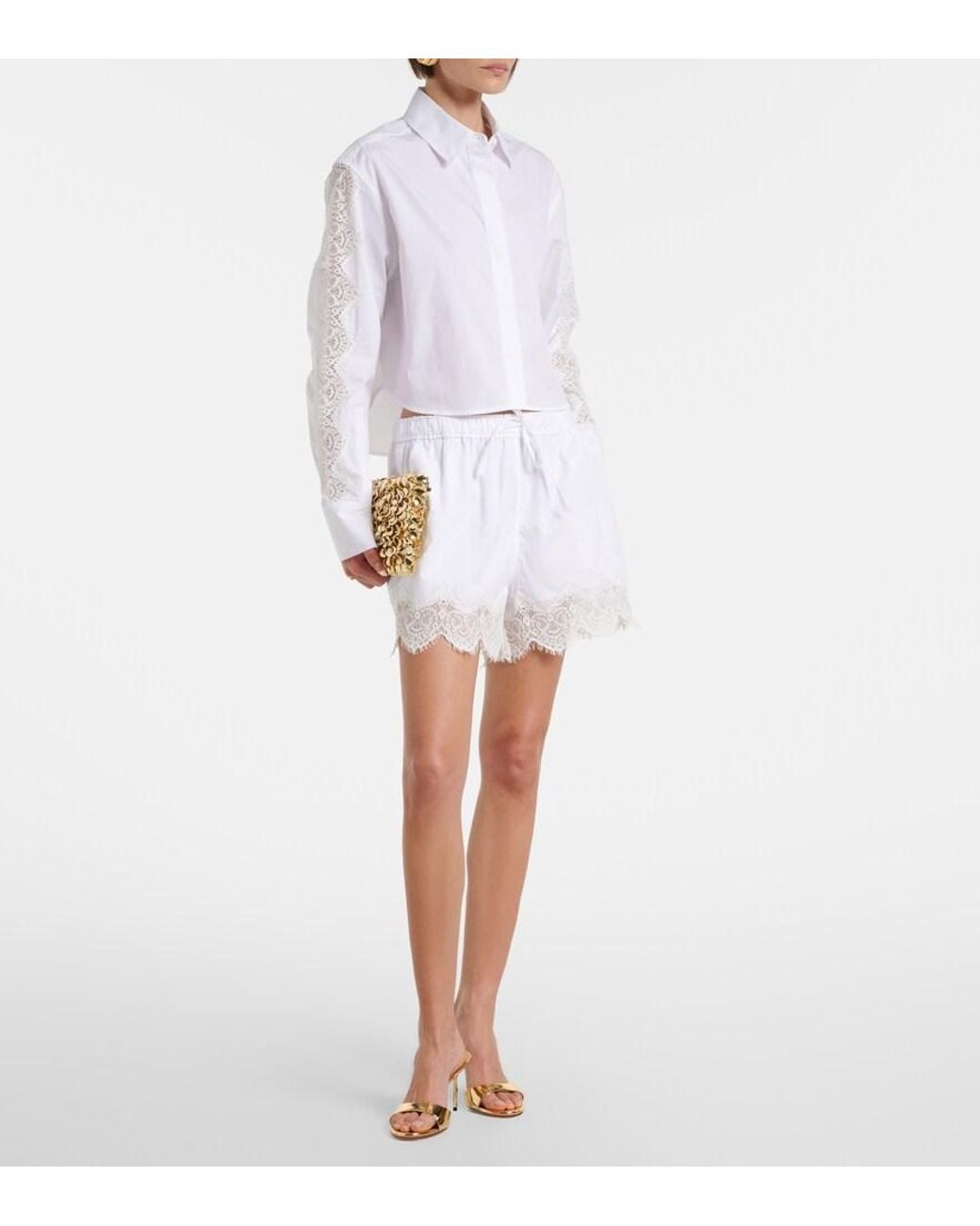 Jonathan Simkhai White Lace-Trimmed Cotton Shorts