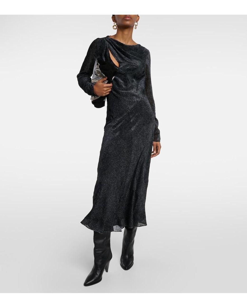 Isabel Marant Black Sabrina Silk-Blend Midi Dress