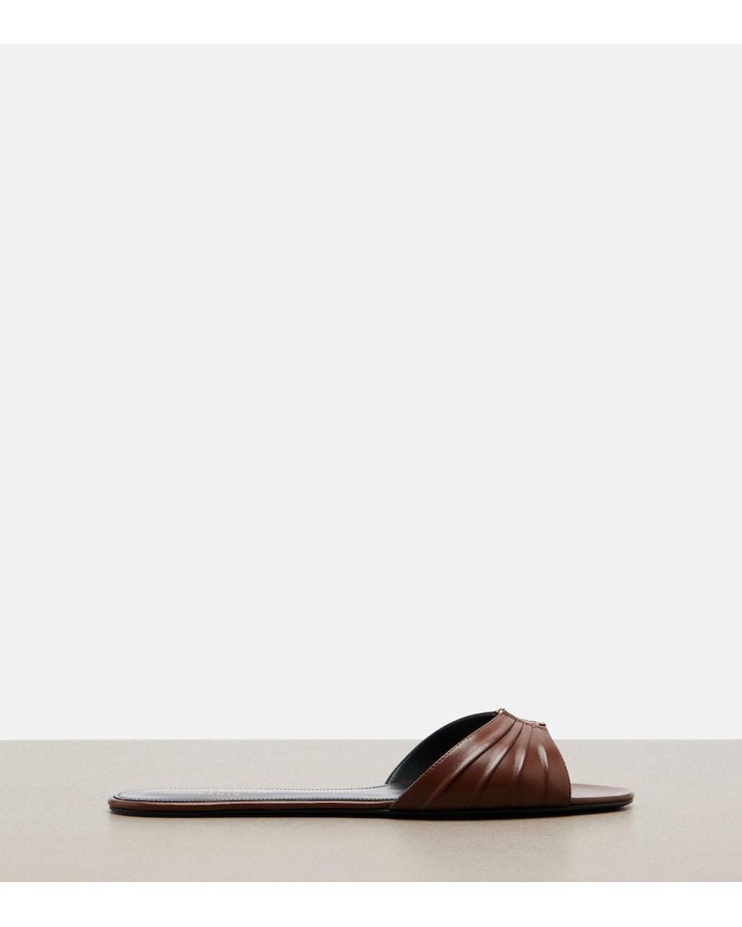 Saint Laurent Brown Babylone Leather Slides