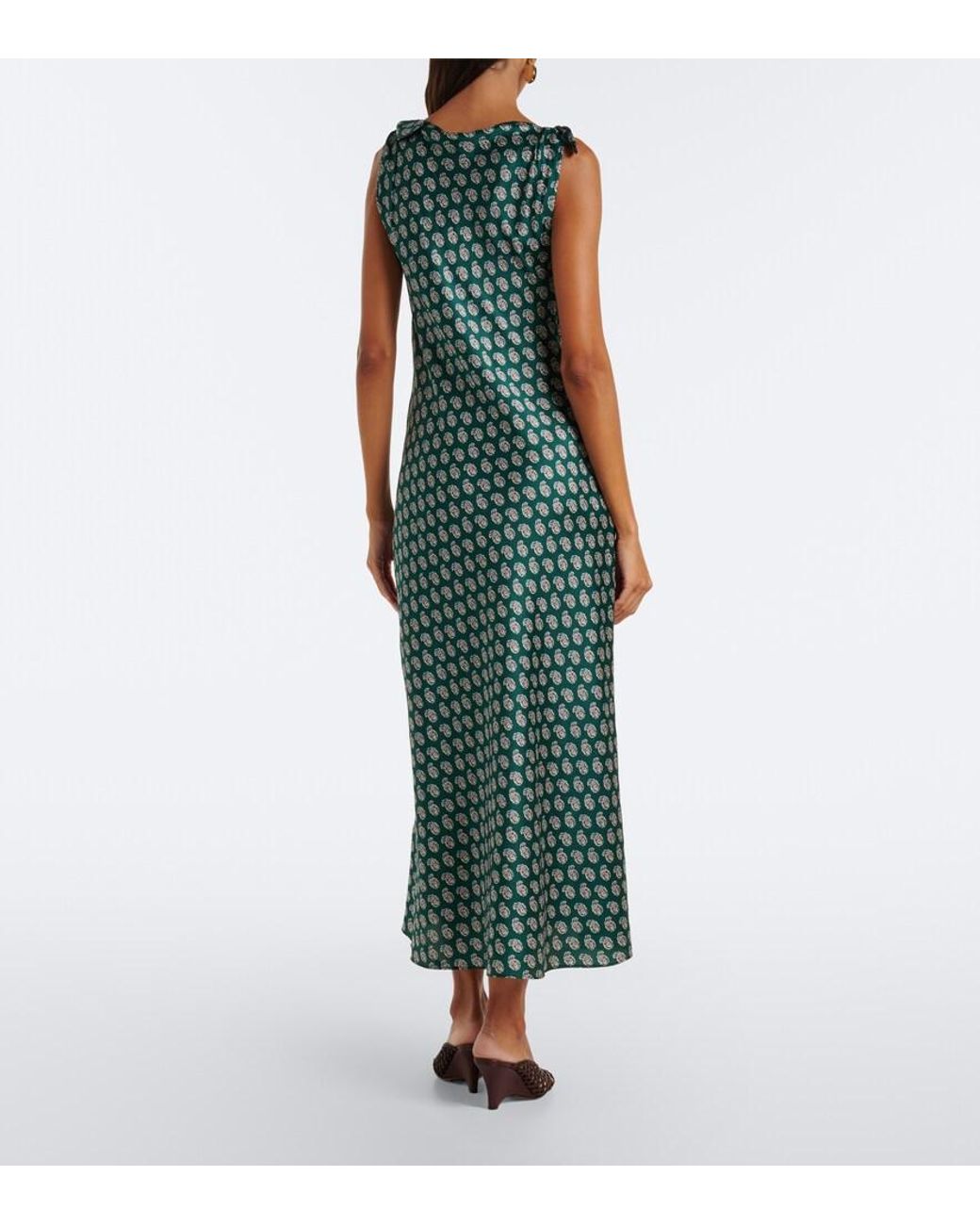 Doen Green Mariselle Paisley Silk-Blend Midi Dress