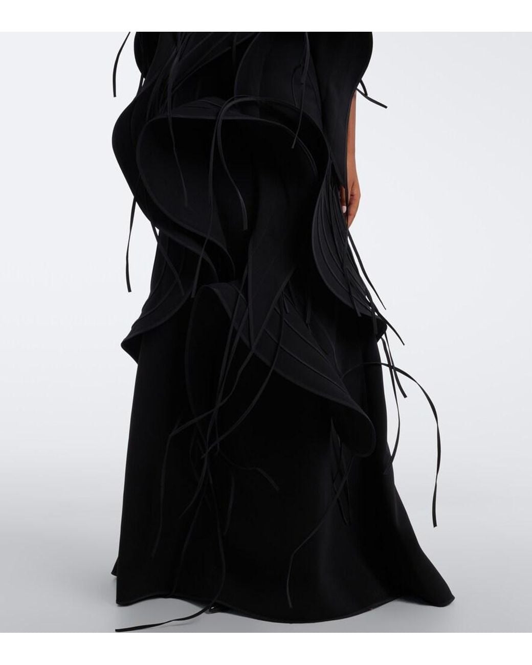 Maticevski Black Furiosa Fringed Applique Gown