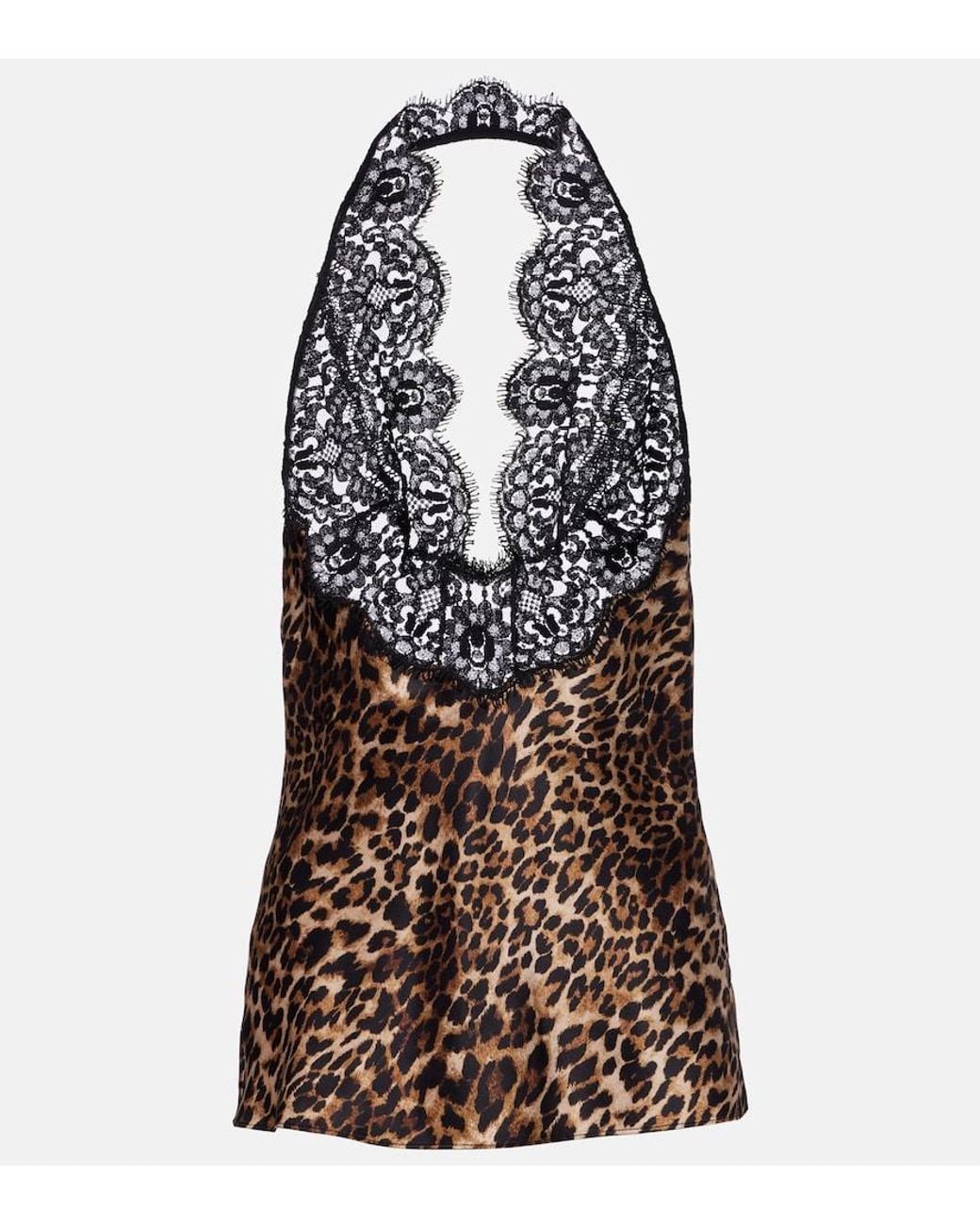 Nili Lotan Black Teo Leopard-Print Silk Satin Top