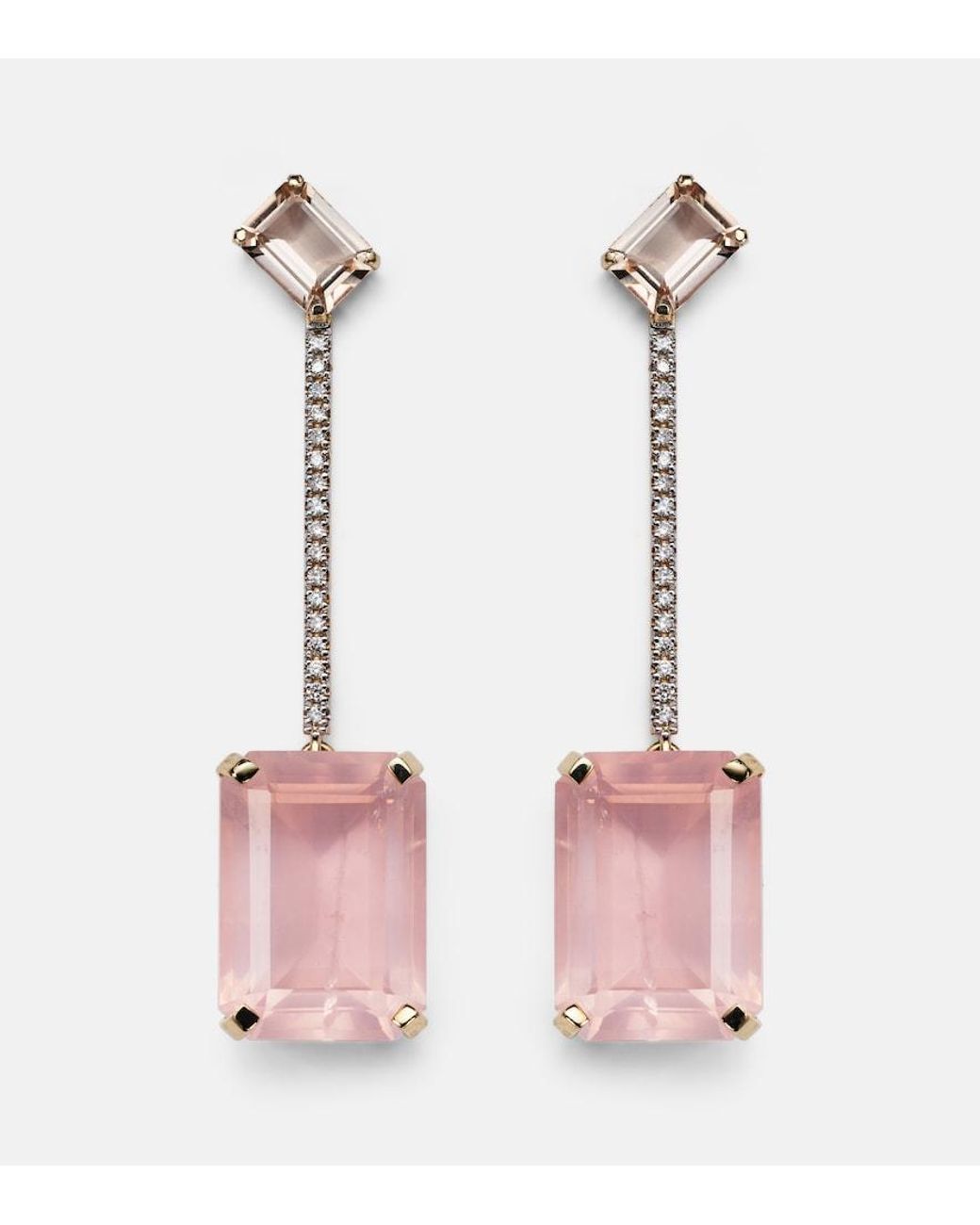 Mateo Pink 14Kt Earrings With Morganite, Quartz And Diamonds