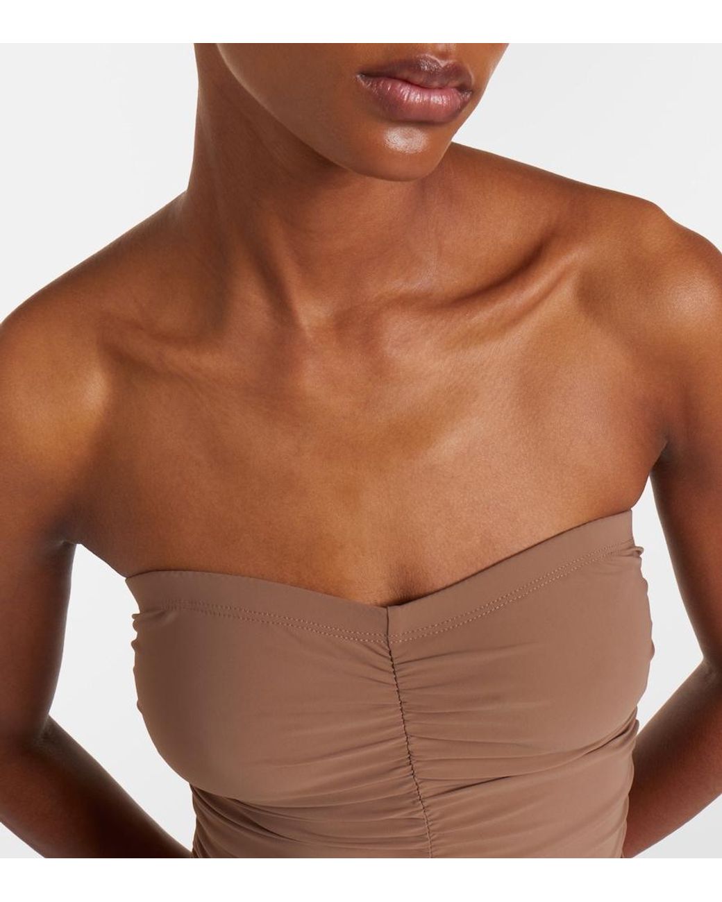 Karla Colletto Brown Basics Ruched Swimsuit