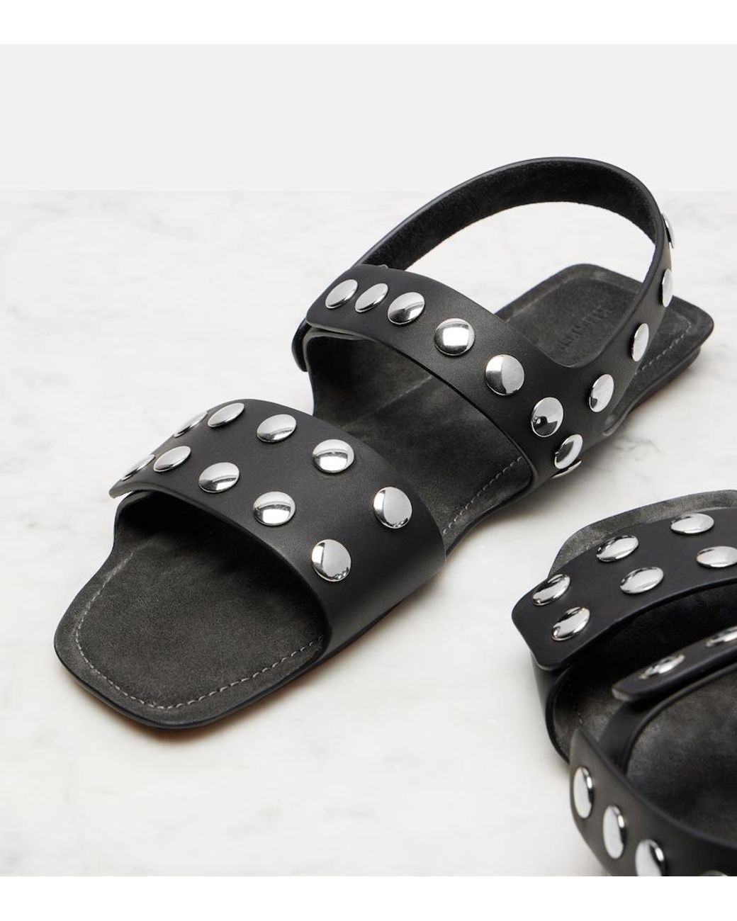 Khaite Black Boden Studded Leather Sandals