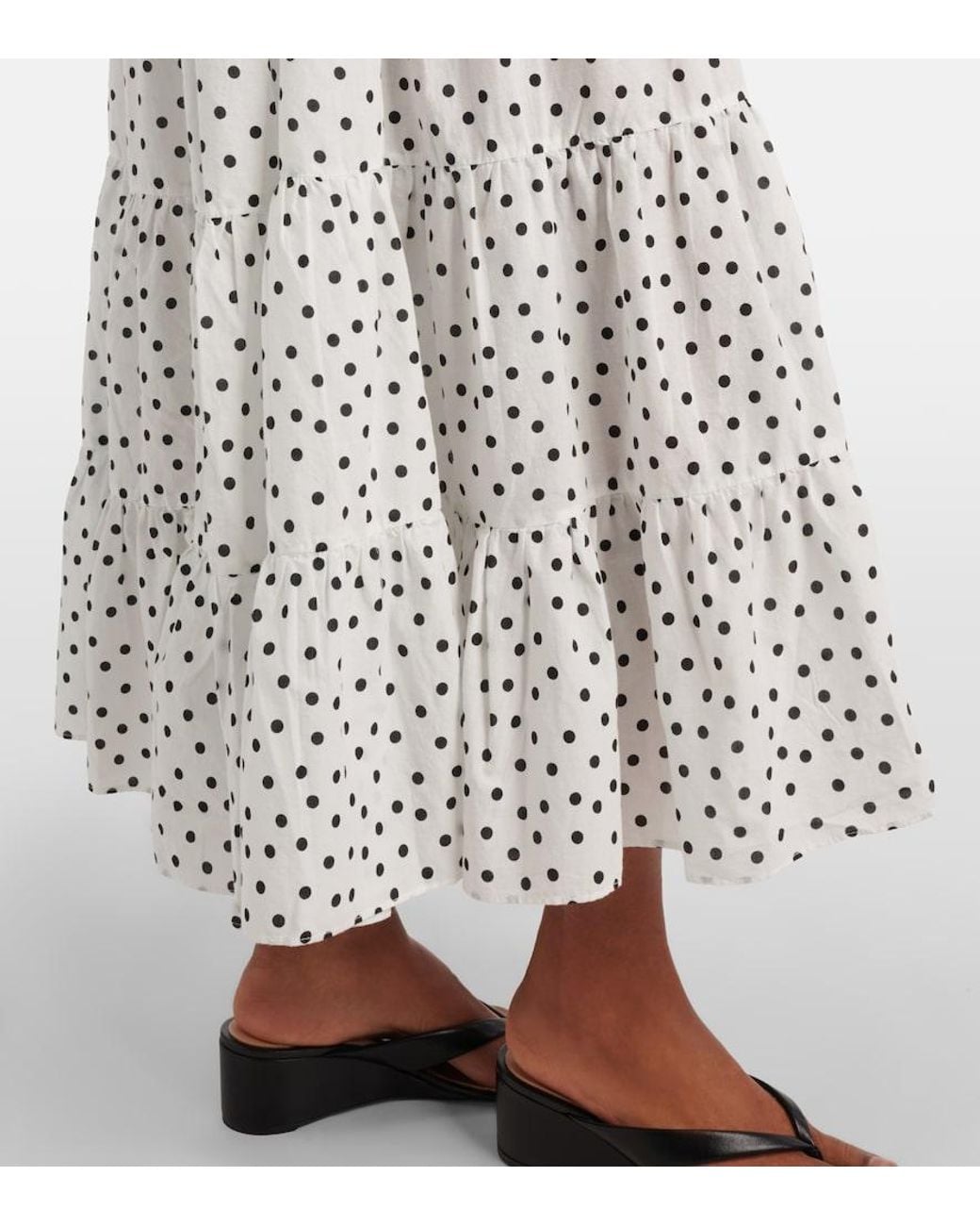 Rixo White Kendall Polka-Dot Cotton Midi Dress
