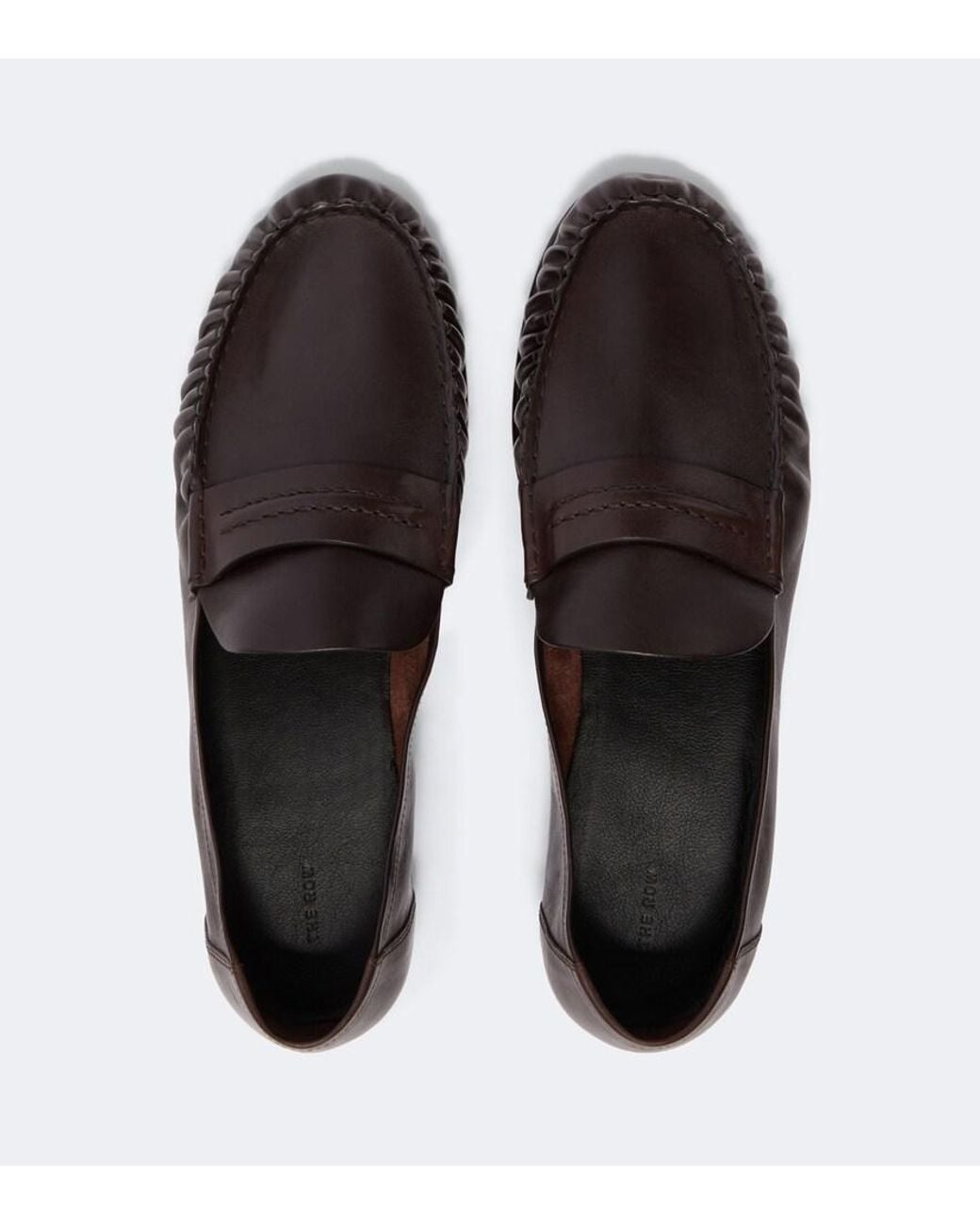 The Row Brown Theo Leather Penny Loafers for men