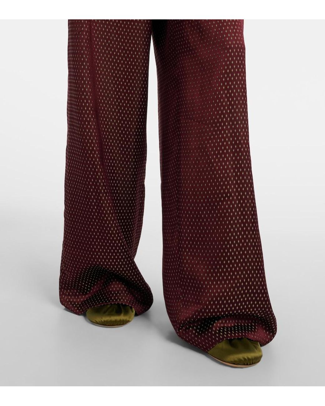 Dries Van Noten Red Belted High-Rise Wide-Leg Pants
