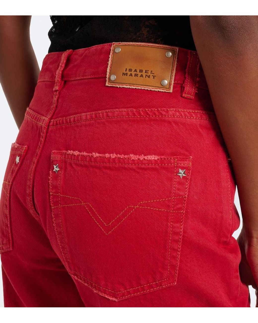 Isabel Marant Red Daya Distressed Slim Jeans