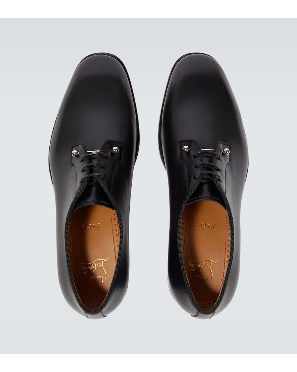 Christian Louboutin Black Chambeliss Leather Derby Shoes for men