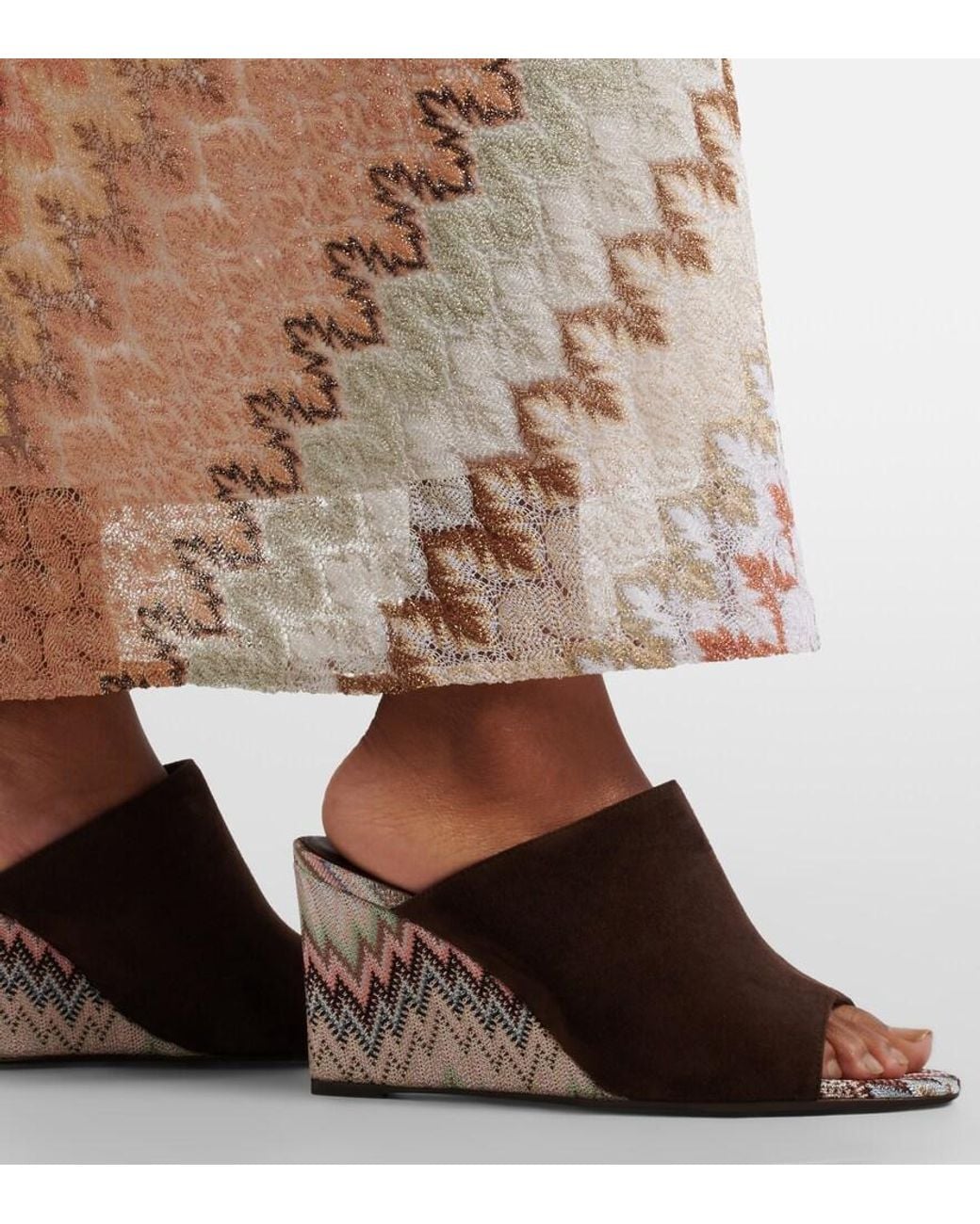 Missoni Brown Mabel Zigzag Suede Wedge Mules