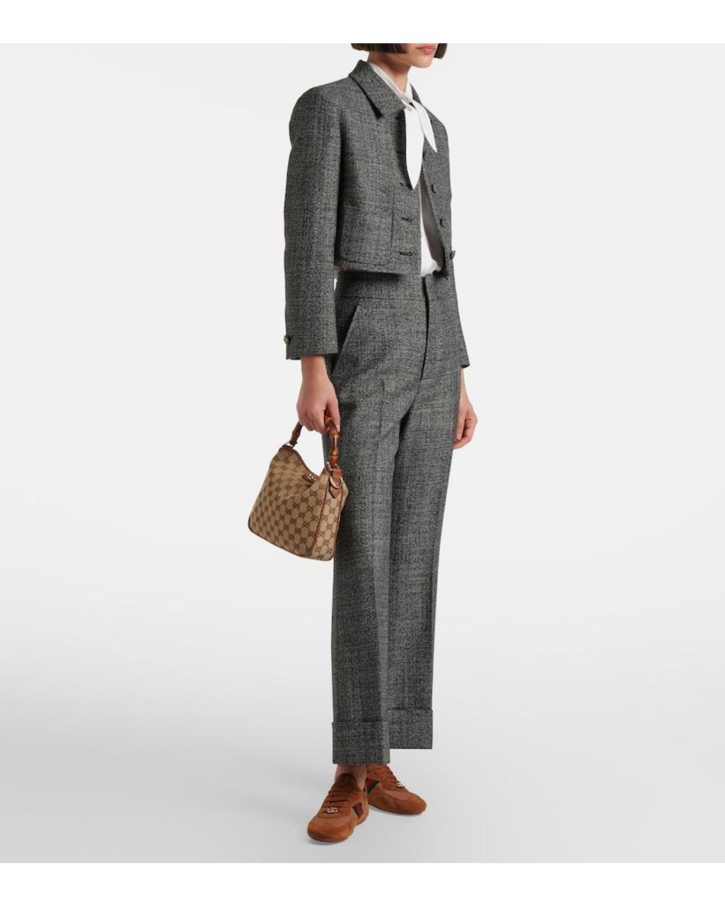 Gucci Brown Diana Gg Canvas Small Tote Bag