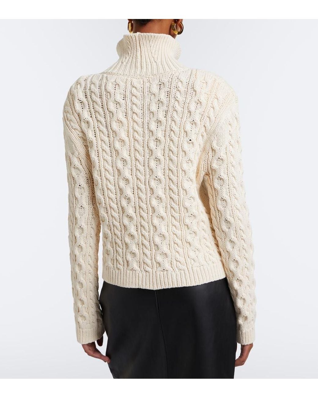 Rohe White Cable-Knit Cotton-Blend Turtleneck Sweater