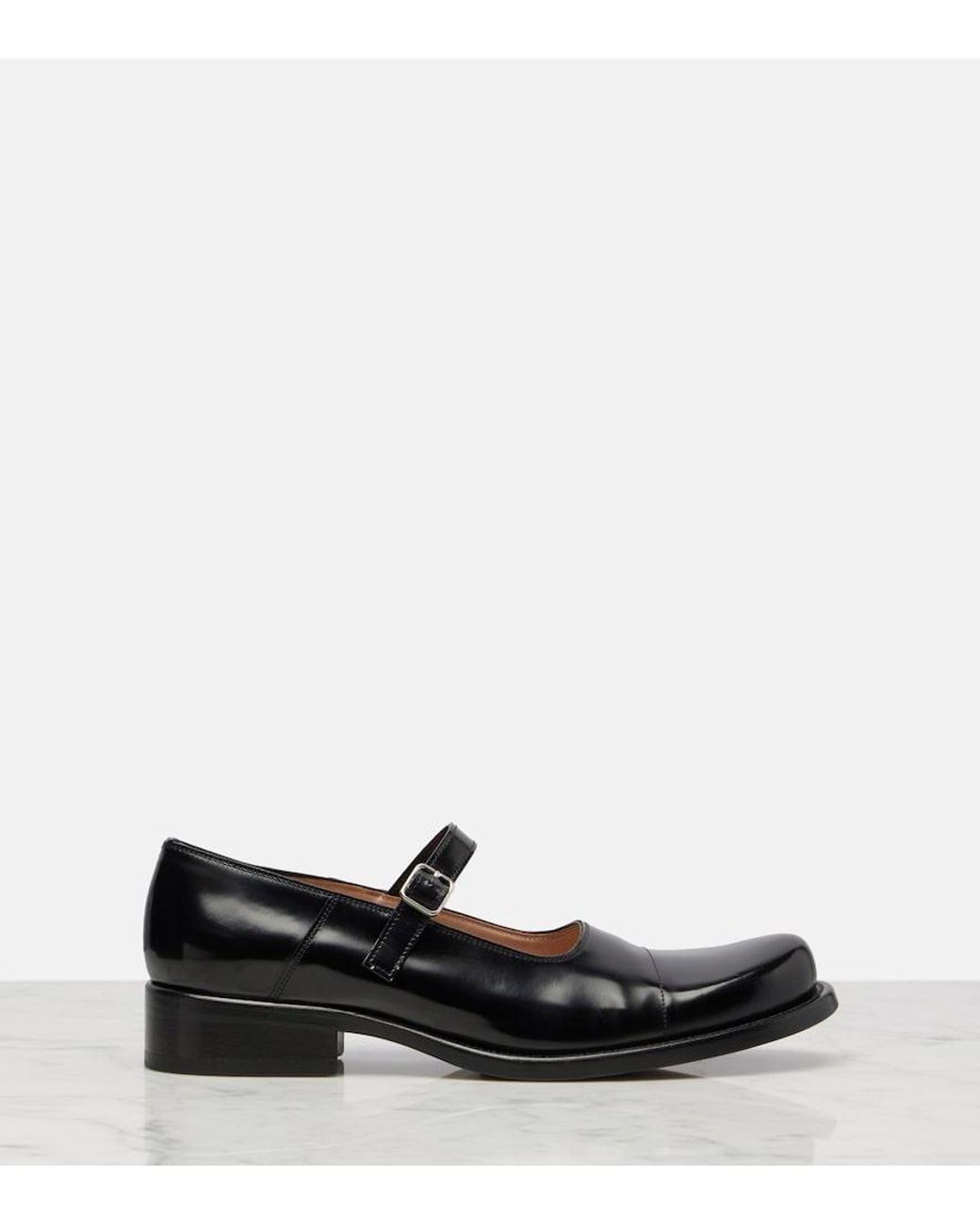 The Row Black Kai Leather Mary-Jane Shoes