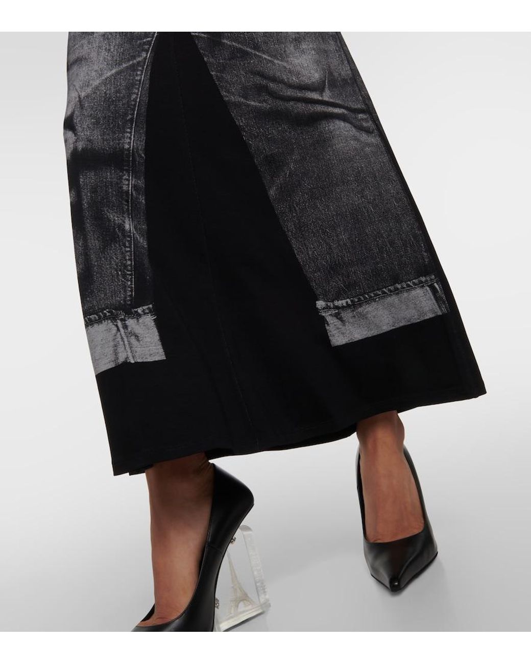 Jean Paul Gaultier Black Trompe L'Oil Jersey Maxi Skirt