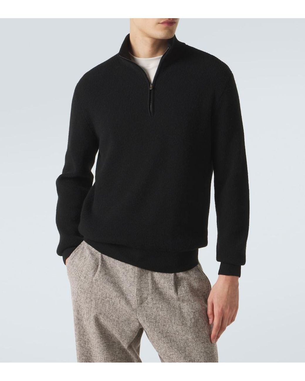 Agnona Blue Cashmere Half-Zip Sweater for men