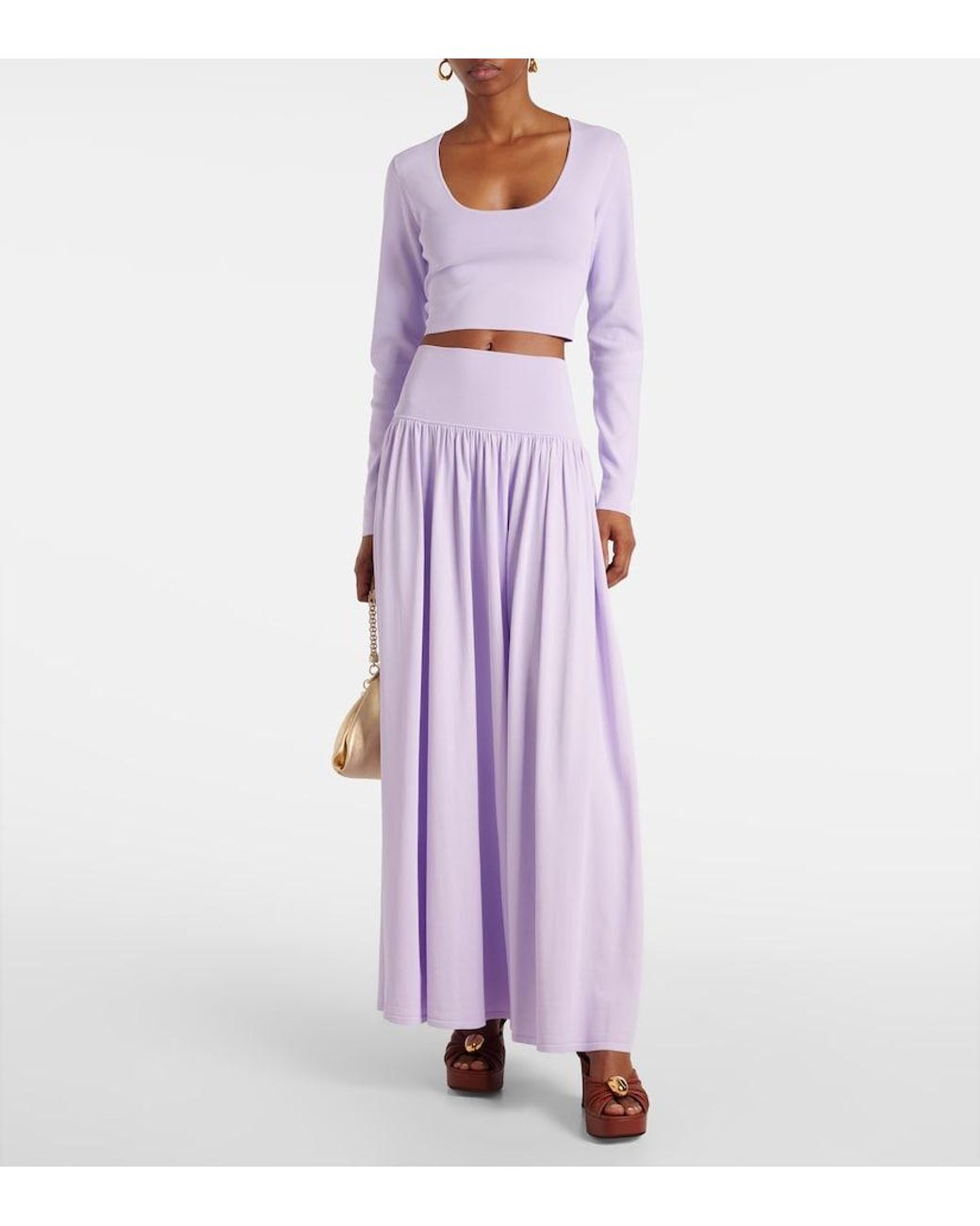 Zimmermann Purple Acacia Knit Scoop Ribbed-Knit Crop Top