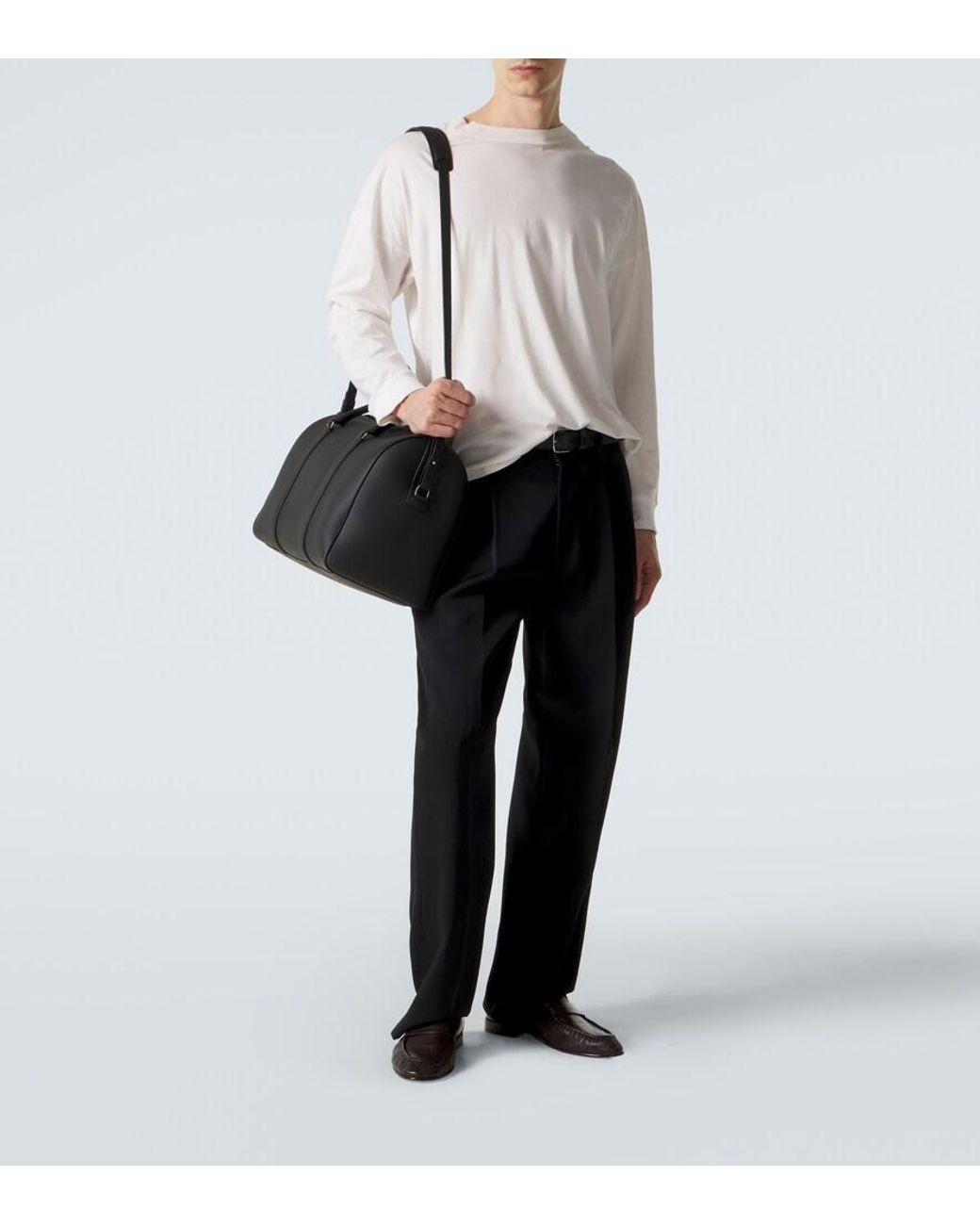 The Row Black Iowa Leather Duffel Bag for men