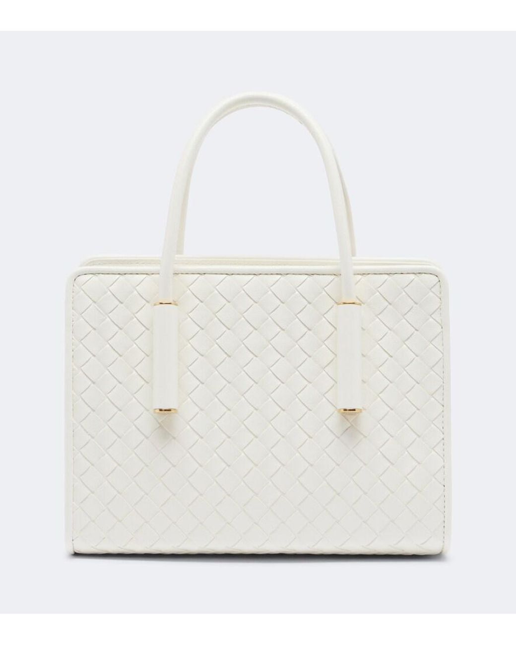 Bottega Veneta White Barbara Baby Leather Top-Handle Bag