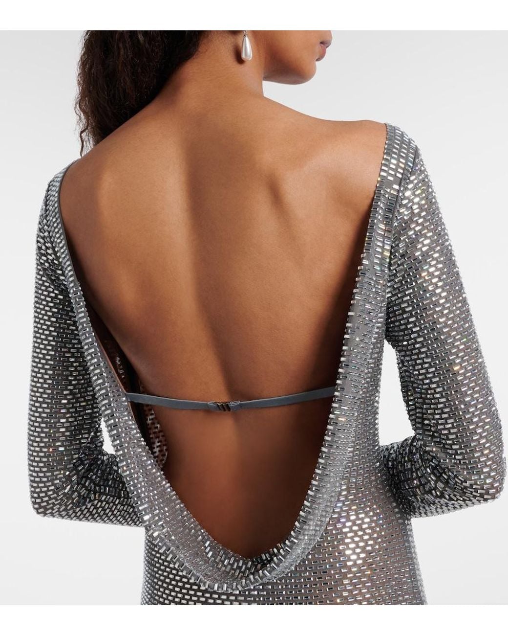 Self-Portrait Gray Embellished Maxi Dress