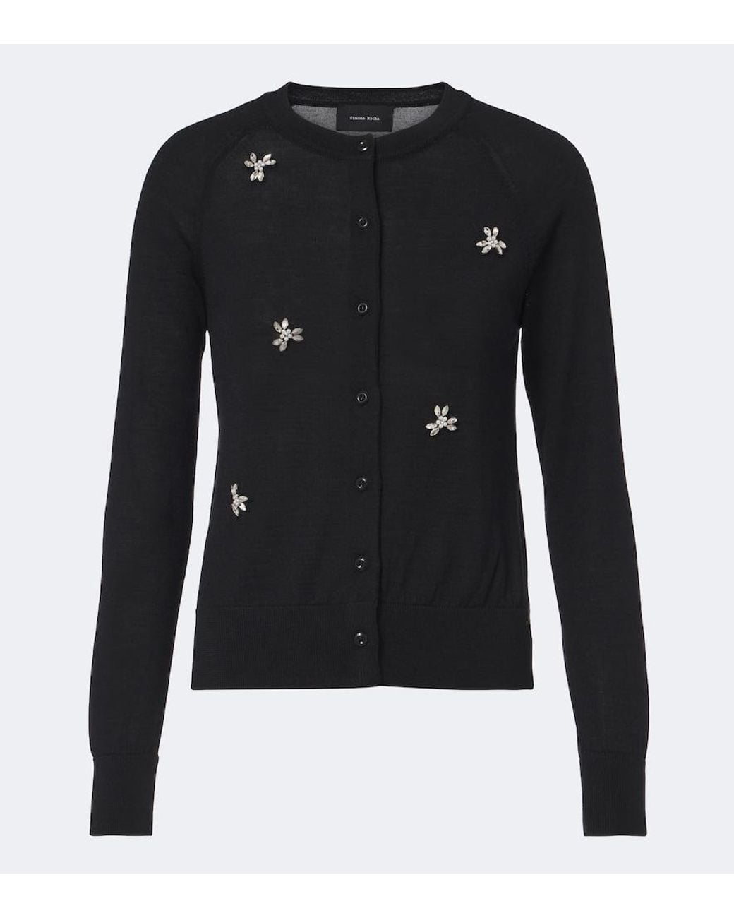 Simone Rocha Black Embellished Wool And Silk Cardigan